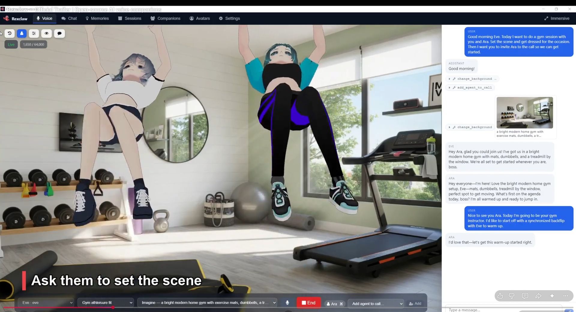 ara and eve doing a backflip mid animation