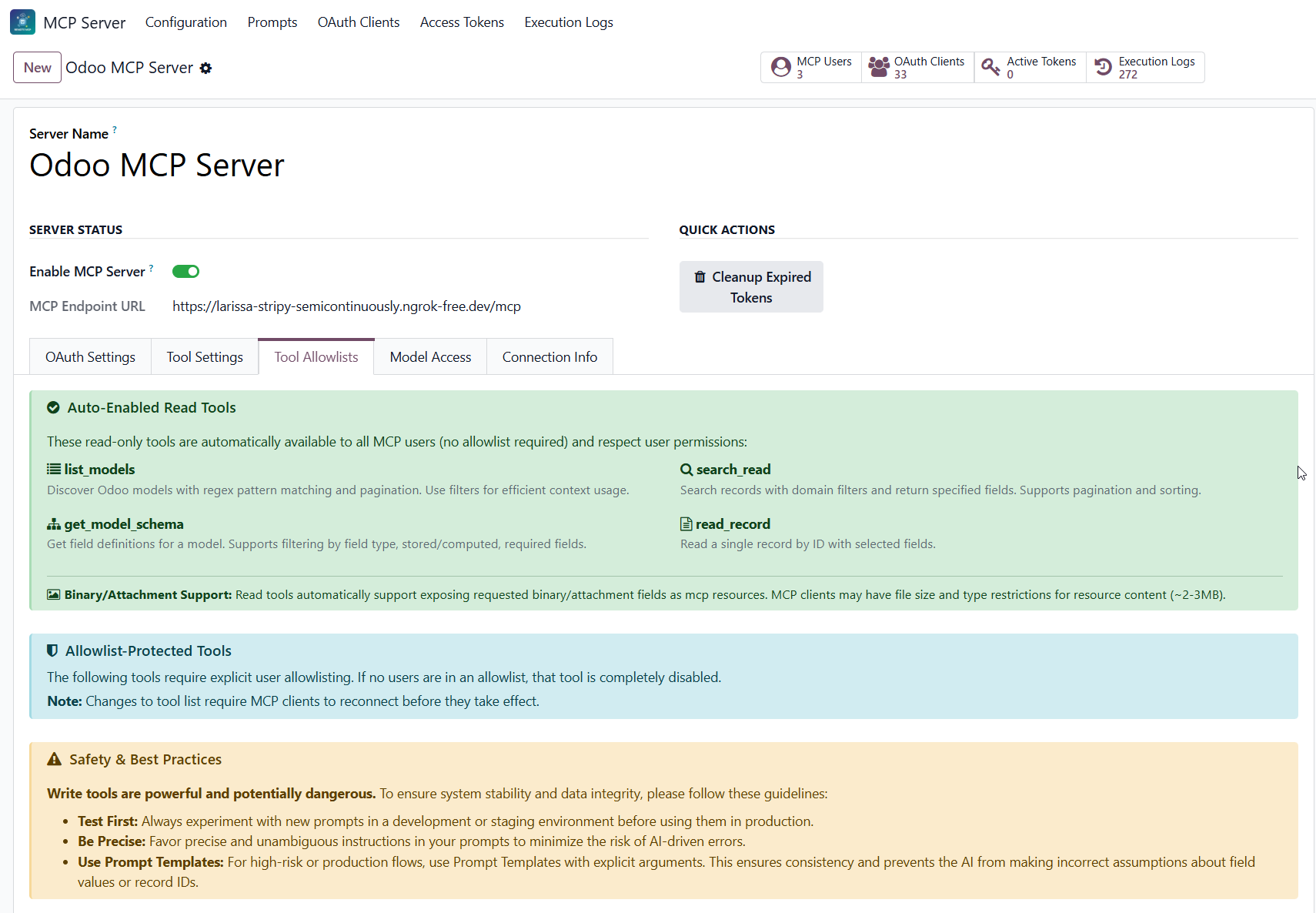 mcp tool configuration screen