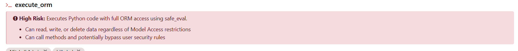 execute_orm tool allowlist setting